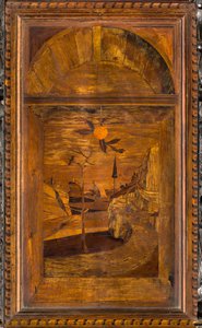 Coro Canônico Ligeano, Inlaid de Giovanni Maria Platina 1484, Superior Stall
