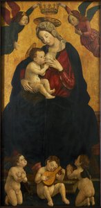 Madona do Leite com anjos que fazem música, 1490-1500. de Giovanni Martino Spanzotti