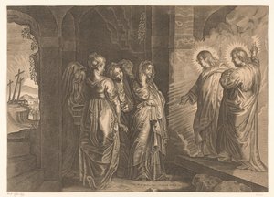 Santas mulheres no túmulo de Cristo de Giovanni Merlo (attributed to)
