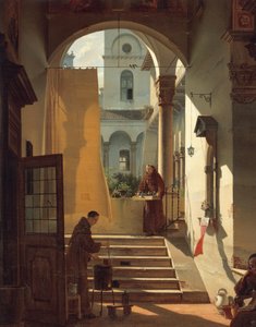 O boticário de um claustro, de Giovanni Migliara, detalhe