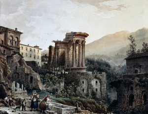 O Templo da Vesta em Tivoli, de Giovanni Migliara (1785-1837), Itália