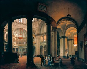 Vista do interior da Basílica de São Lourenço Pintura de Giovanni Migliara (1785-1837). 1835. Milão, Museu de Milão