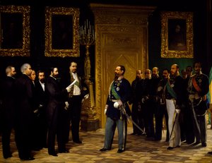 Anexação da Itália apresentada a Victor Emmanuel II pelos delegados da Toscana, por Giovanni Mochi (1829-1892), era da unificação, Itália