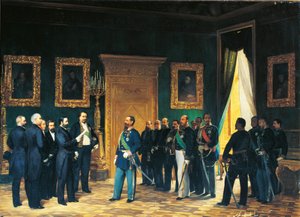 Segunda Guerra da Independência - Victor Emmanuel de Savoy recebe os enviados toscanos com o Decreto de Anexação da Toscana ao Reino Italiano