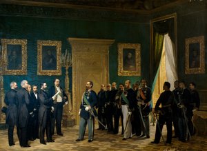 Victor Emmanuel II recebendo representantes toscanos com o decreto de anexação ao Reino. Itália