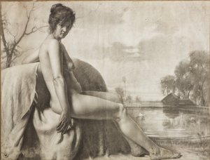 Nua Feminina (carvão vegetal sobre papel)