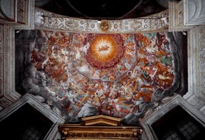Anjos em Glory Cupola Decoree of Frescoes de Giovan Paolo Lomazzo (1538-1600) de Giovanni Paolo Lomazzo
