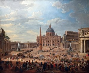 Cavalgada do duque de Choiseul (1719-1785) na Praça de São Pedro, em Roma