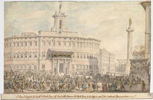 A loteria na Piazza di Montecitorio, 1743-1744.