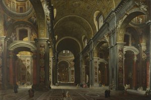 Interior da Basílica de São Pedro em Roma, antes de 1742 de Giovanni Paolo Pannini