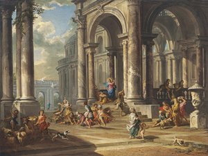 Cristo dirigindo os cambistas do templo de Giovanni Paolo Pannini