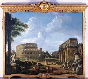 Coliseu e Arco de Constantino de Giovanni Paolo Pannini (1691-1765) de Giovanni Paolo Pannini