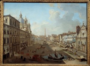 Piazza Navona em Roma (Piazza Navona, Roma). Pintura Giovanni Paolo Pannini (Panini) (1691-1765) de Giovanni Paolo Pannini