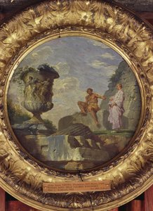 Ruínas com Dois Homens, c.1750-60 (óleo sobre cobre) de Giovanni Paolo Pannini