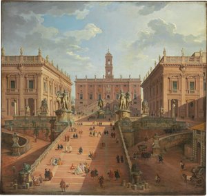 Vista do Campidoglio, Roma, 1750 de Giovanni Paolo Pannini