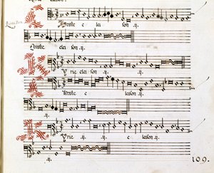 Manuscrito de Kyrie das "Messes of Mantua" de Giovanni Pierluigi da Palestrina (1525 - 1594), compositor italiano. de Giovanni Pierluigi da (after) Palestrina