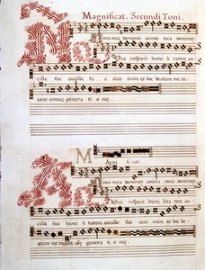 Magnificat, manuscrito das "Messes of Mantua" de Giovanni Pierluigi da Palestrina (1525 - 1594), compositor italiano. de Giovanni Pierluigi da (after) Palestrina