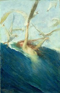 Uma sereia sendo assediada por gaivotas de Giovanni Segantini