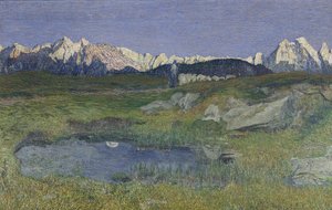 Paisagem alpina ao pôr do sol de Giovanni Segantini