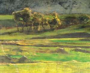 No poste de Giovanni Segantini (1858-1899), óleo sobre tela de Giovanni Segantini