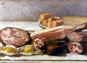A alegria da cor, a vida calma dos cortes frios. Pintura de Giovanni Segantini (1858-1899). 1886. Milão, al. privee. de Giovanni Segantini
