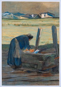 Máquina de lavar na fonte de Giovanni Segantini