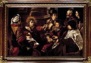 Cristo e os Médicos Pintura de Giovanni Serodine (1600-1630) Sol do século XVII. 1,45x2,24 m Paris, Musee du Louvre