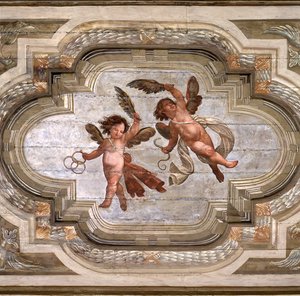 Cupidos, cofre do Salão das Virtudes Teológicas (fresco) de Giovanni Stefano Danedi