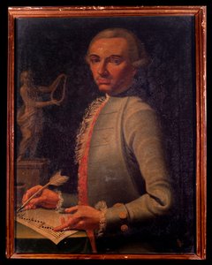 Retrato do compositor e harpista austríaco Christian Joseph Lidarti (1730-1793) Pintura de Giovanni Stella. Século XVIII. Bolonha, Civico museo Museo Bibliografico de Giovanni Stella