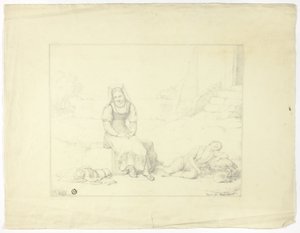 Mulher camponesa romana e crianças adormecidas de Giovanni Tognolli