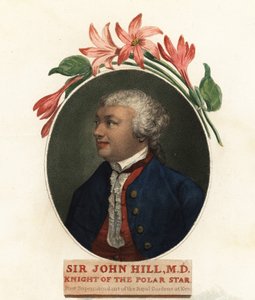 Retrato de Sir John Hill, naturalista e botânico. 1800 (gravura)