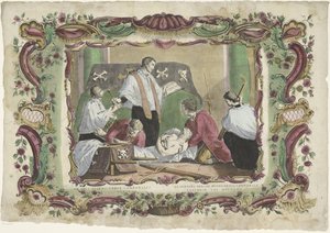 Enterrando os mortos VII opus misericordiae corporalis / La septima obrade misericordia corporale (título no objeto) As Obras de Misericórdia Espirituais (título da série) de Giovanni Volpato