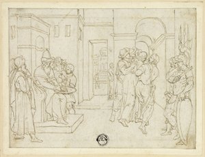 Pilatos lavando as mãos, com Cristo sendo levado de Giovanni da Bologna
