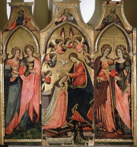 Tríptico da Coroação da Virgem - Pintura de Giovanni da Gaeta (ativo por volta de 1449-1472) século XV Gaeta, museu diocesano de Giovanni da Gaeta