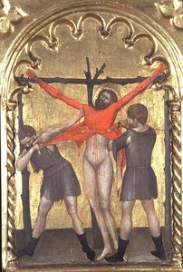 Cristo na cruz, detalhe do político da Spedale della Misericordia, 1353-63