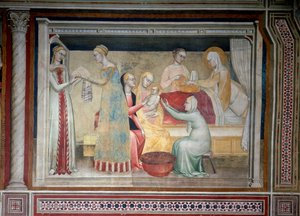A vida da Virgem: o nascimento de Maria (Fresco