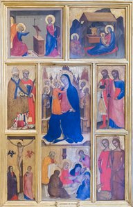Virgem Maria e criança com santos e cenas da vida de Cristo