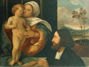 Madona com Criança e devoto, de Giovanni Cariani (nascido entre 1485 e 1490 - morreu depois de 1547) de Giovanni de Busi Cariani