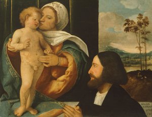 Madona com Criança e devoto, de Giovanni Cariani (nascido entre 1485 e 1490 - morreu depois de 1547)