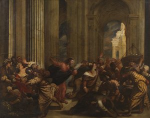 Cristo dirigindo os prestamistas do templo, c.1575-90