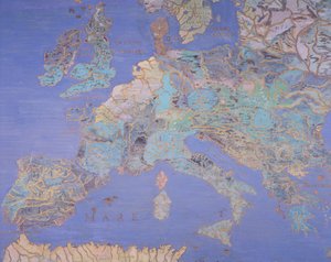 Mapa da Europa do século XVI, a partir da &39;Sala del Mappamondo&39; (Salão dos Mapas do Mundo) c.1574-5