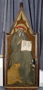 São Jerônimo com leão e três freiras rezando, c.1360 (têmpera sobre madeira de choupo)