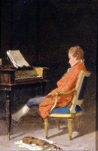 Retrato de Wolfgang Amadeus Mozart ao piano