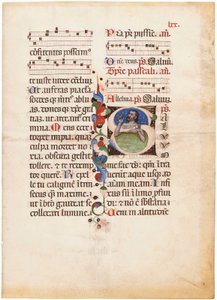 O Salmista no mar, inicial "S" numa folha de um Breviário iluminado, Bolonha ou Ferrara, c.1440 (tinta e cor sobre velino) de Giovanni di Antonio da Bologna