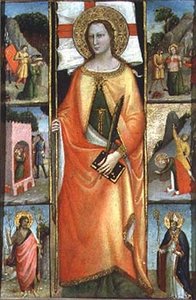 Santa Reparata, com cenas de martírio e SS. João Batista e Nicolas (têmpera no painel)