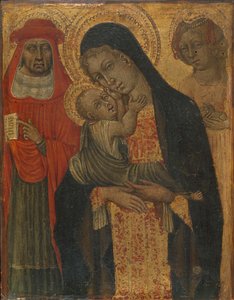 Madonna e criança com os santos Jerome e Agnes, ca. 1465 de Giovanni di Paolo