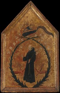 A Exultação de São Nicolau de Tolentino, c. 1450. de Giovanni di Paolo