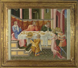 O Chefe de João Batista levado ao Painel de Herodes Predella, 1454 de Giovanni di Paolo