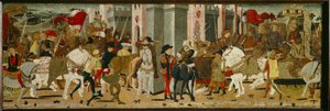 Painel de Cassone: Entrada triunfal de Romulus e Tatius em Roma