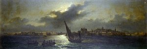 Vista de Malta - ao largo do porto (petróleo a bordo)